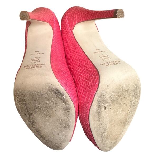 Kathryn Amberleigh Heel Sz 8 Pink Snakeskin Leather Platform Stiletto Barbiecore - Picture 5 of 16
